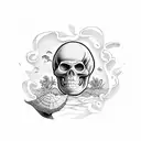 beach scene with skeletons  tattoo design idea