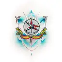 a diagonal dagger piercing through a broken crown tattoo design idea