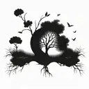 An intricate tattoo design of a tree of life intertwined with neurons, symbolizing the connection between nature and the mind tattoo design idea