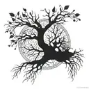 An intricate tattoo design of a tree of life intertwined with neurons, symbolizing the connection between nature and the mind tattoo design idea