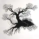 An intricate tattoo design of a tree of life intertwined with neurons, symbolizing the connection between nature and the mind tattoo design idea