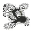 An intricate tattoo design of a tree of life intertwined with neurons, symbolizing the connection between nature and the mind tattoo design idea