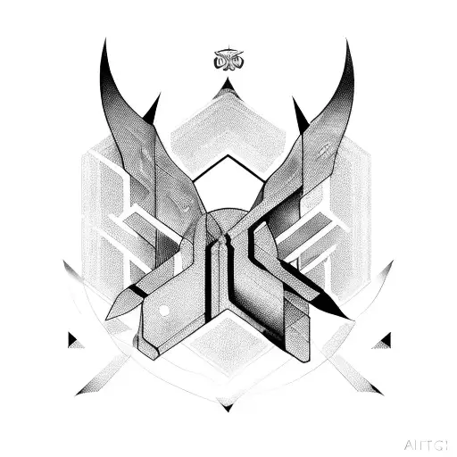 A tattoo design combining the logos of Twice and Ariana Grande in a futuristic style tattoo design idea