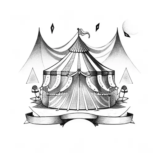 Circus tent with a musical twist tattoo design idea