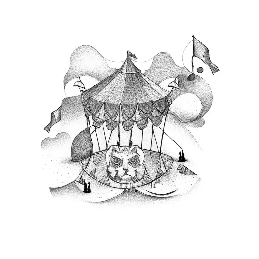 Circus tent with a musical twist tattoo design idea