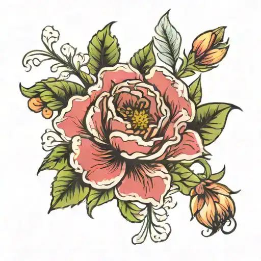 birth flower for July, September, november tattoo design idea