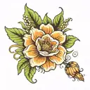 birth flower for July, September, november tattoo design idea