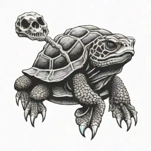 snapping turtle skull tattoo design idea