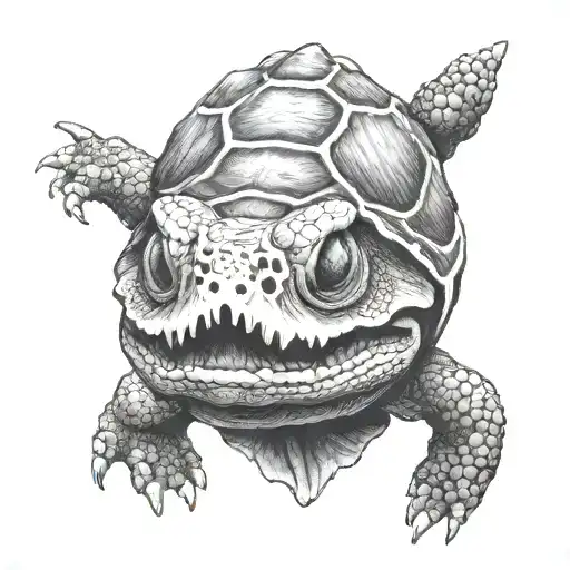 snapping turtle skull tattoo design idea