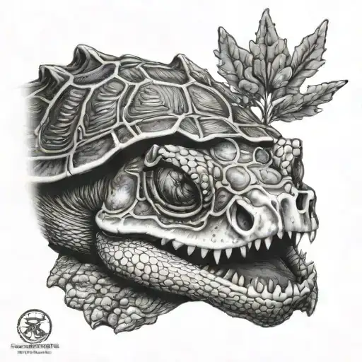 snapping turtle skull tattoo design idea