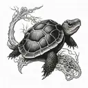 snapping turtle skull tattoo design idea