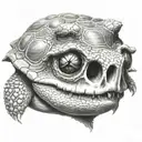 snapping turtle skull tattoo design idea