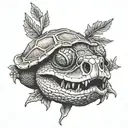 snapping turtle skull tattoo design idea
