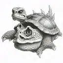 snapping turtle skull tattoo design idea