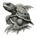 snapping turtle skull tattoo design idea