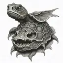 snapping turtle skull tattoo design idea
