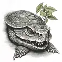 snapping turtle skull tattoo design idea