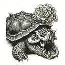snapping turtle skull tattoo design idea