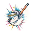 television baseball bat tattoo design idea