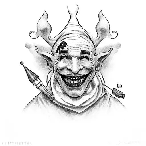 jester in happy style tattoo design idea