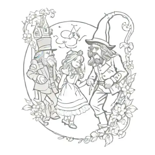 wizard of Oz and Alice in wonderland  tattoo design idea