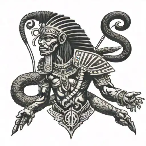 A blend of the god Yucahu and Taino Dominican Culture with Egyptian mythology and the god Ma'at  tattoo design idea