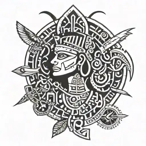 Combine Dominican Taino symbols with Egyptian mythology to create a unique fusion tattoo design tattoo design idea