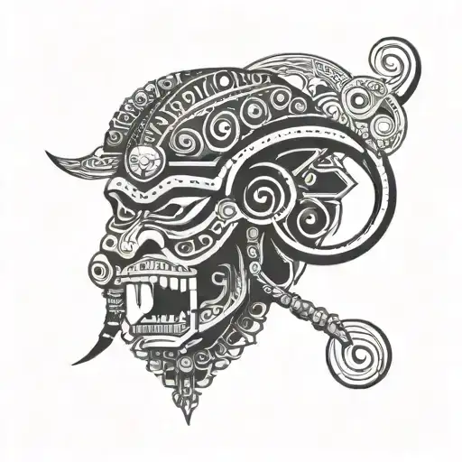 I want it to have the god Yucahu from Taino Dominican Culture and the egyptian god Ma'at.  tattoo design idea