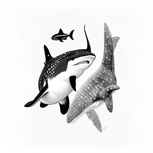 orca and whale shark tattoo design idea