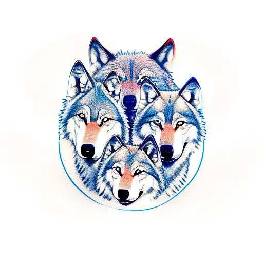 Wolf and two cubs tattoo design idea