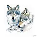 Wolf and two cubs tattoo design idea