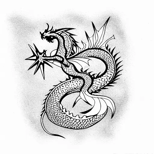small dragon minimal tattoo design idea