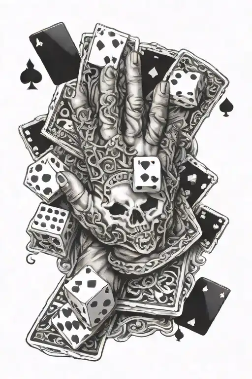 playing cards , dice , praying hands   tattoo design idea