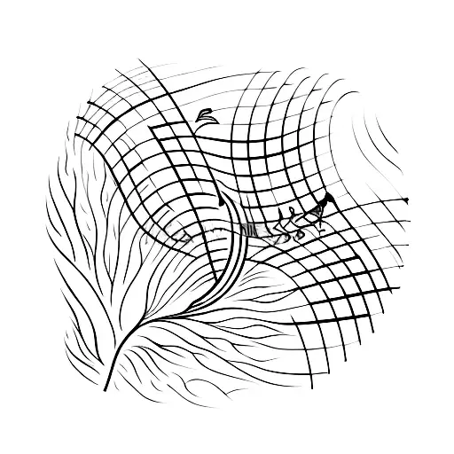 A drumstick morphing into a tree branch with musical notes as leaves tattoo design idea