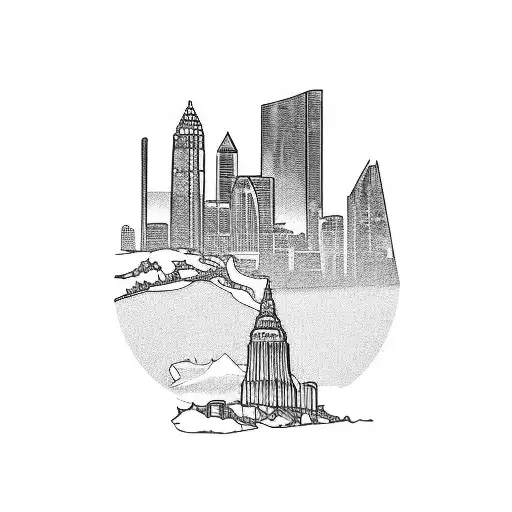 A skyline merging the iconic landmarks of New Jersey, Idaho, San Diego, and Arizona tattoo design idea