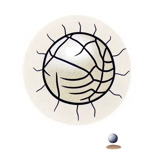 A basketball with golf ball dimples and cacti growing out of it tattoo design idea