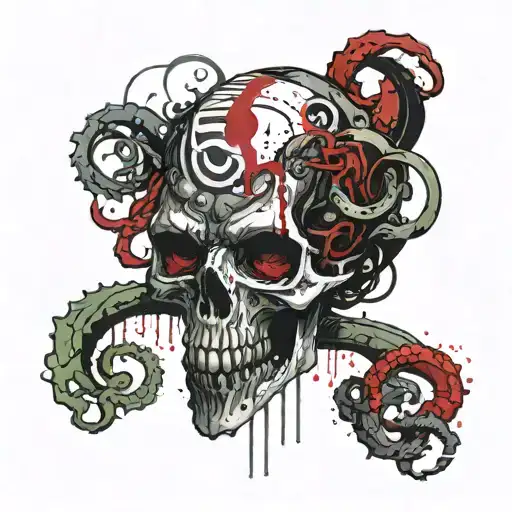 lovecraft skull cthulhu writing tattoo design idea
