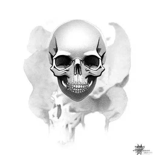 woman with a skull face tattoo design idea