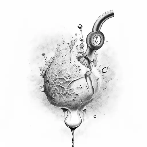 kidney with drop of blood strength tattoo design idea