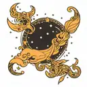 Taurus Pisces constellation intertwined tattoo design idea