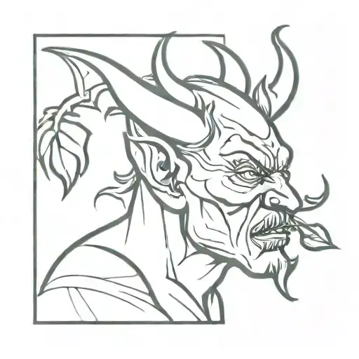 Devil smoking weed tattoo design idea