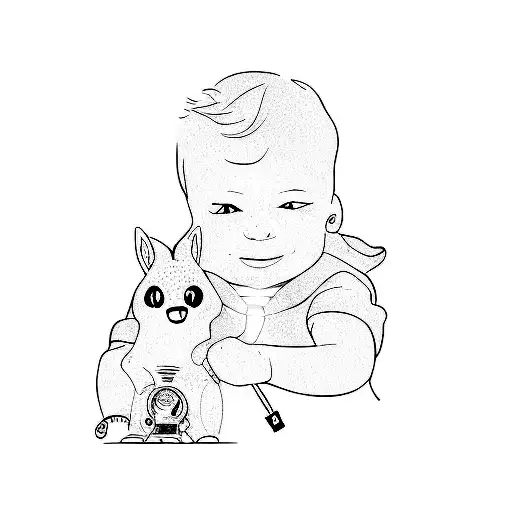 a child holding a flashlight tattoo design idea