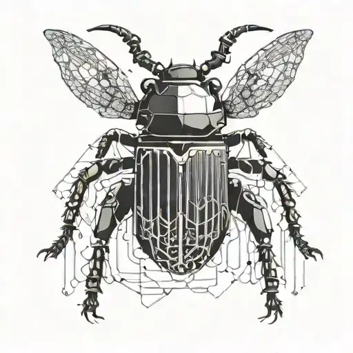 the stag beetle with wires of modular synths tattoo design idea