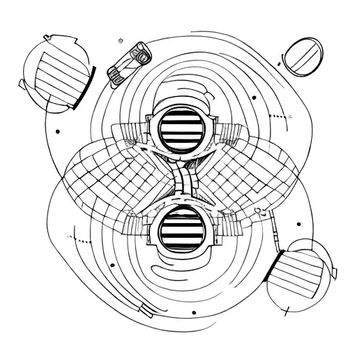 A minimalist camera with film reels as the lens tattoo design idea