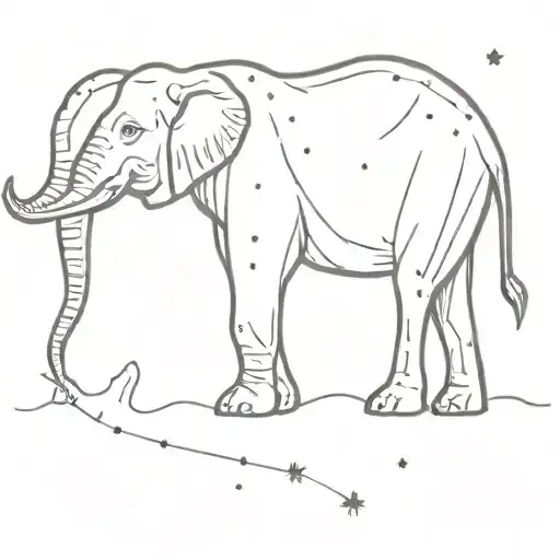 Elephant looking at Big Dipper constellation tattoo design idea