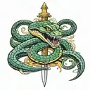 linghtning snake whit sword  tattoo design idea
