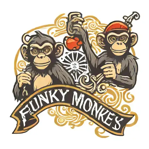 logo saying "funky monkeys" tattoo design idea