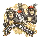 logo saying "funky monkeys" tattoo design idea