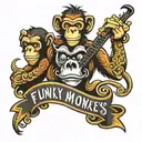 logo saying "funky monkeys" tattoo design idea