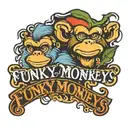 logo saying "funky monkeys" tattoo design idea